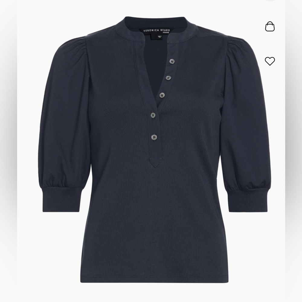 Veronica Beard Coralee Puff Sleeve Top in Navy - Worn Once!
